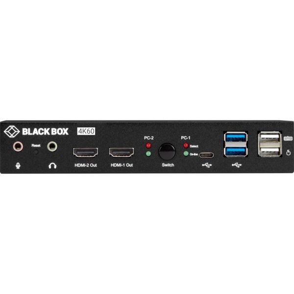 Black Box 2-Port 4K HDMI Dual-Head KVM Switch (with Audio Line In/Out and USB Hub) - Image 3