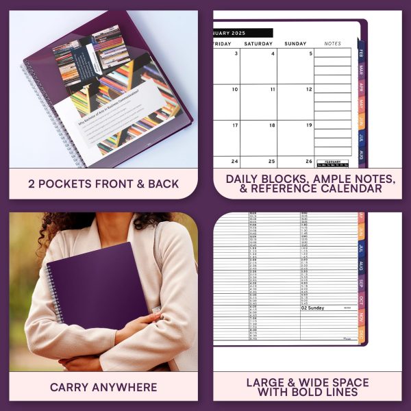 2025 Appointment Book & Planner   8.5 x 11 inches Large Tabbed Daily Hourly Weekly Planner Calendar & Schedule Book 15 Minute time Slots Business & Personal Planner Jan 2025  Dec 2025  Purple - Image 2