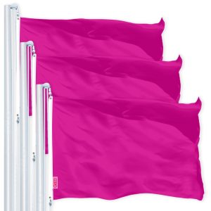 G128 3 Pack: Solid Pink Color Flag | 2x3 Ft | LiteWeave Pro Series Printed 150D Polyester | Indoor/Outdoor, Vibrant Colors, Brass Grommets, Thicker and More Durable Than 100D 75D Polyester