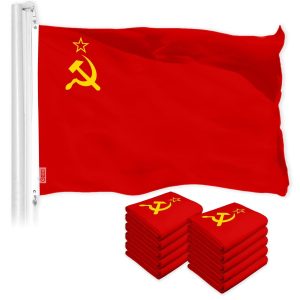 G128 10 Pack: Union of Soviet Socialist Republics USSR Flag | 3x5 Ft | LiteWeave Pro Series Printed 150D Poly | Indoor/Outdoor, Vibrant Colors, Brass Grommets, Thicker and More Durable Than 100D 75D