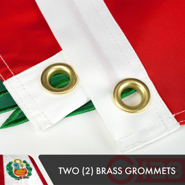 Peru Peruvian Flag 3x5 Ft 2-Pack Double-sided Embroidered Polyester By G128 - Image 3