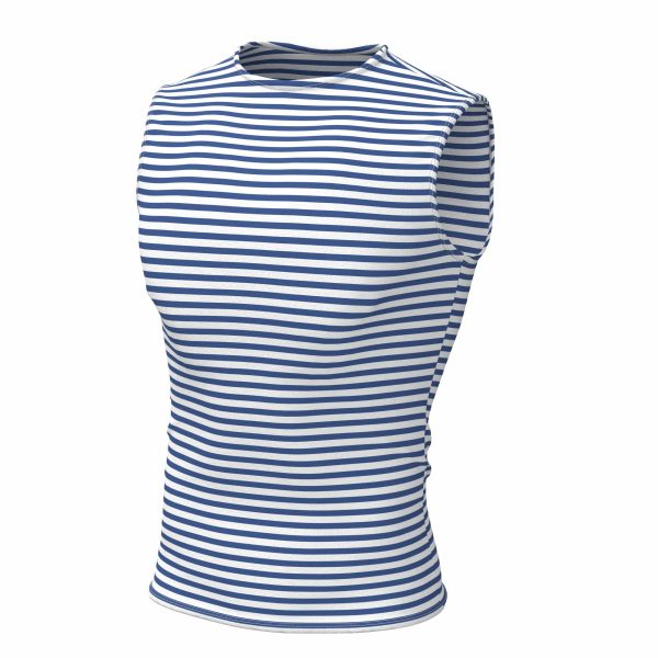 Genuine Striped Tank Top Sleeveless Shirt Light Blue Cotton Original Telnyashka Тельняшка S