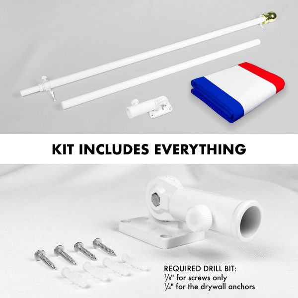 G128 Combo Pack: 6 Feet Tangle Free Spinning Flagpole (White) Netherlands Dutch Flag 3x5 ft Printed 150D Brass Grommets (Flag Included) Aluminum Flag Pole - Image 2