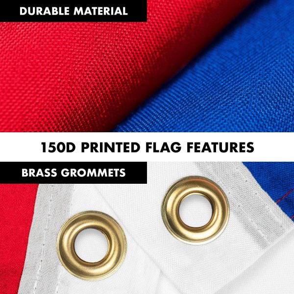 G128 Combo Pack: 6 Feet Tangle Free Spinning Flagpole (White) Netherlands Dutch Flag 3x5 ft Printed 150D Brass Grommets (Flag Included) Aluminum Flag Pole - Image 4