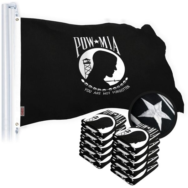 G128 POW MIA Flag 4x6 FT 10-Pack Embroidered Spun Polyester
