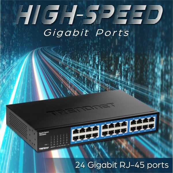 TRENDnet 24-Port Gigabit Switch, TEG-S25, 24 x Gigabit RJ-45 Ports, 48Gbps Switching Capacity, Fanless Design, Metal Enclosure, Internal Power Supply, Lifetime Protection, Black - Image 8