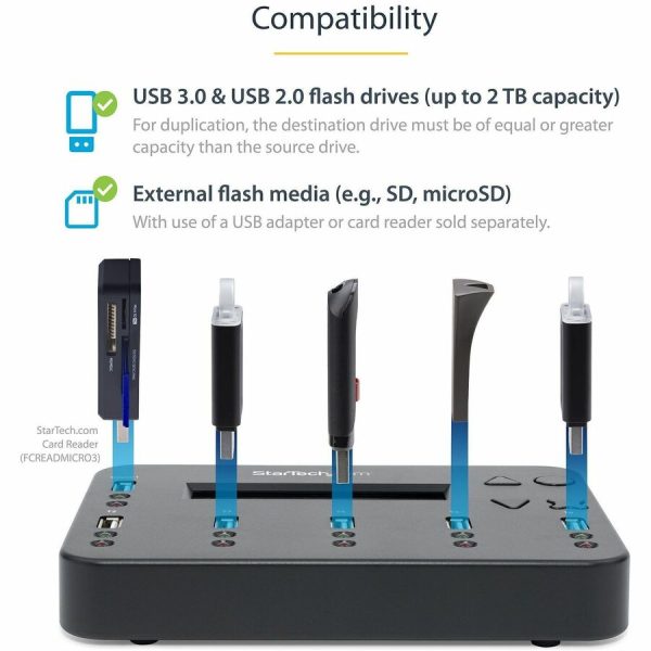 StarTech.com Standalone 1 to 5 USB Thumb Drive Duplicator/Eraser, Multiple USB Flash Drive Copier/Cloner, Sector-by-Sector Copy, Sanitizer - Image 3
