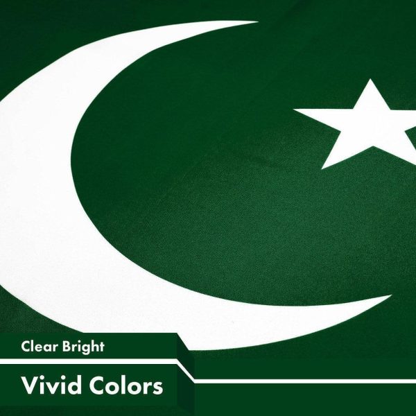G128 3 Pack: Pakistan Pakistani Flag | 3x5 Ft | LiteWeave Pro Series Printed 150D Polyester | Country Flag, Indoor/Outdoor, Vibrant Colors, Brass Grommets, Thicker and More Durable Than 100D 75D Poly - Image 3