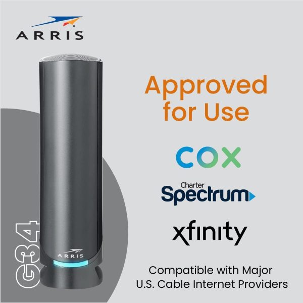 (G34 RB)   Cable Modem Router Combo   Fast DOCSIS 3.1 Gigabit WiFi 6 (AX3000) Approved for Comcast Xfinity Cox Spectrum & More 1 Gbps Max Internet Speeds   Renewed - Image 4