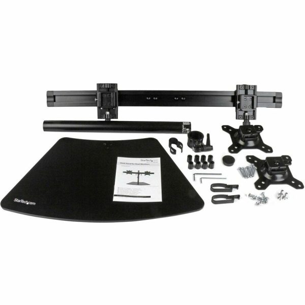 StarTech.com Dual Monitor Stand, Horizontal, For up to 24" (17.6lb/8kg) VESA Monitors, Black, Adjustable Monitor Stand, Steel & Aluminum - Image 3