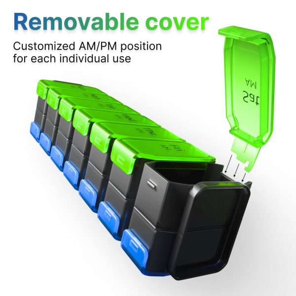 Extra Large Weekly Pill Organizer 2 Times a Day   XL Pill Case Am Pm   Big Pill Box 7 Day Oversized Daily Vitamin Organizer Jumbo Supplement Dispenser Medicine Holder Container Twice a Day Green Blue - Image 7