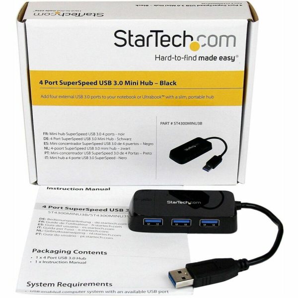 StarTech.com Portable 4 Port SuperSpeed Mini USB 3.0 Hub - 5Gbps - Black - Image 4