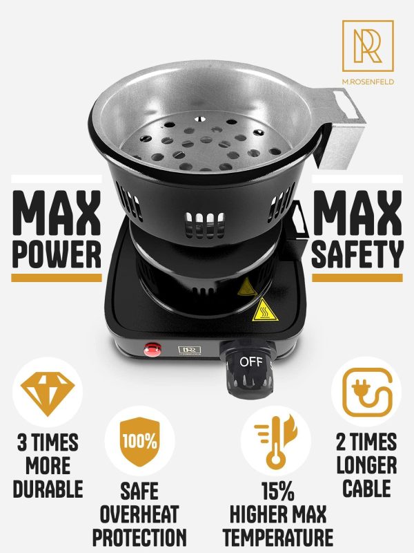 PRO Multipurpose Electric Charcoal Starter   Electric Charcoal Burner Approved Electric Stove   Coconut Charcoal Lighters with Tongs   450W Hot Plate Electric with 304 Stainless Steel Coiled Burner - Image 3