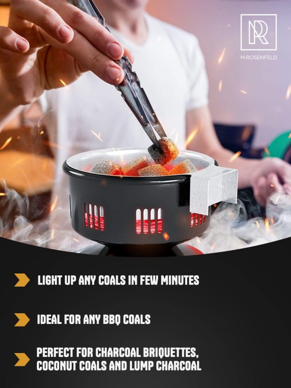 PRO Multipurpose Electric Charcoal Starter   Electric Charcoal Burner Approved Electric Stove   Coconut Charcoal Lighters with Tongs   450W Hot Plate Electric with 304 Stainless Steel Coiled Burner - Image 7