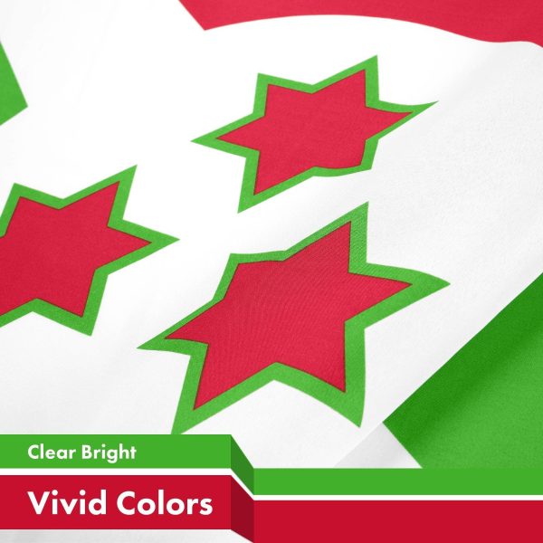 G128 3 Pack: Burundi Umurundi Flag | 3x5 Ft | LiteWeave Pro Series Printed 150D Polyester | Country Flag, Indoor/Outdoor, Vibrant Colors, Brass Grommets, Thicker and More Durable Than 100D 75D Poly - Image 3