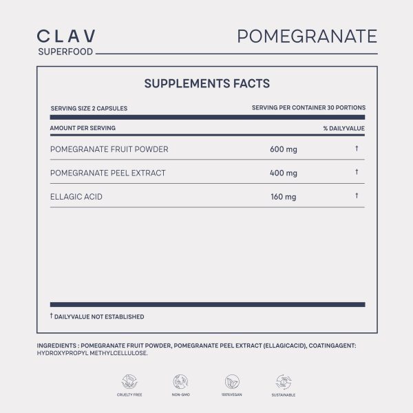 Pomegranate Extract   1000mg Daily Dose   40% Ellagic Acid   Vegan Pomegranate Supplement   Heart & Joint Support   60 Capsules   Made in Germany - Image 8