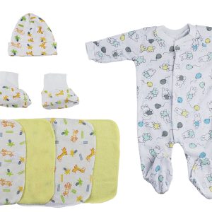 Sleep-n-play, Cap Booties And Washcloths - 7 Pc Set Cs_0022