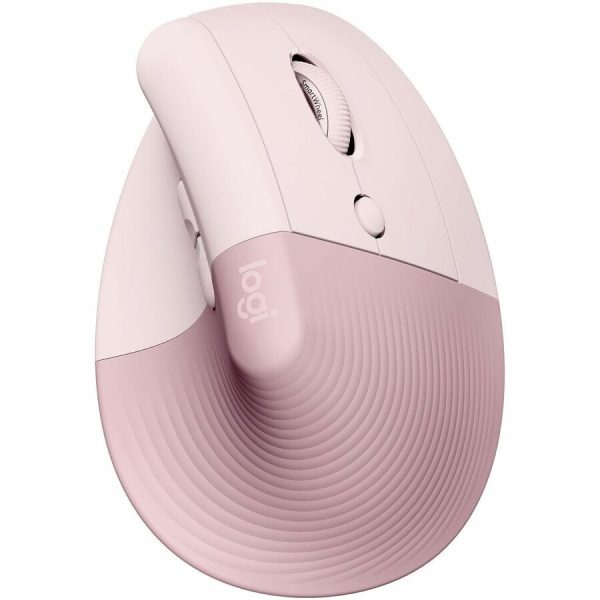 Logitech Lift Vertical Ergonomic Mouse, Wireless, Bluetooth or Logi Bolt USB receiver, Quiet clicks, 4 buttons, Rose