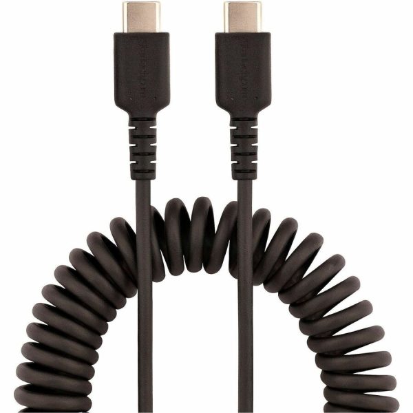 StarTech.com 20in (50cm) USB C Charging Cable, Coiled Heavy Duty Fast Charge & Sync USB-C Cable, High Quality USB 2.0 Type-C Cable, Black - Image 4