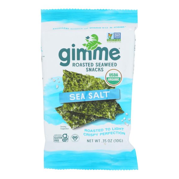 Gimme Organic Seaweed Chips - Sea Salt - Case of 12 - 0.35 oz. - Image 2