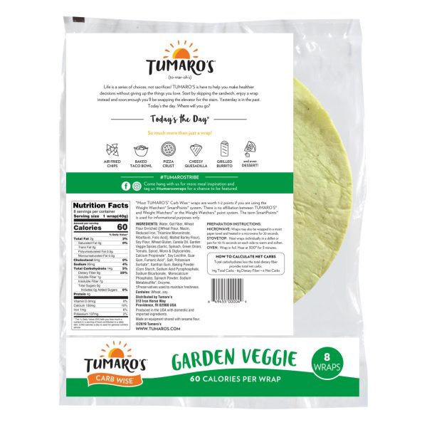Tumaro'S 8-inch Garden Veggie Carb Wise Wraps - Case of 6 - 8 CT - Image 2