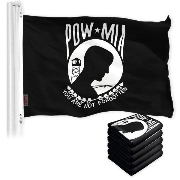 POW MIA Black Flag 3x5 Ft 5-Pack 150D Printed Polyester By G128