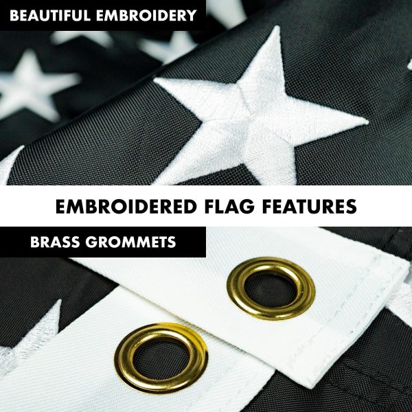G128 - 6 Feet Tangle Free Spinning Flagpole (Silver) Thin Red Flag Brass Grommets Embroidered 3x5 ft (Flag Included) Aluminum Flag Pole - Image 4