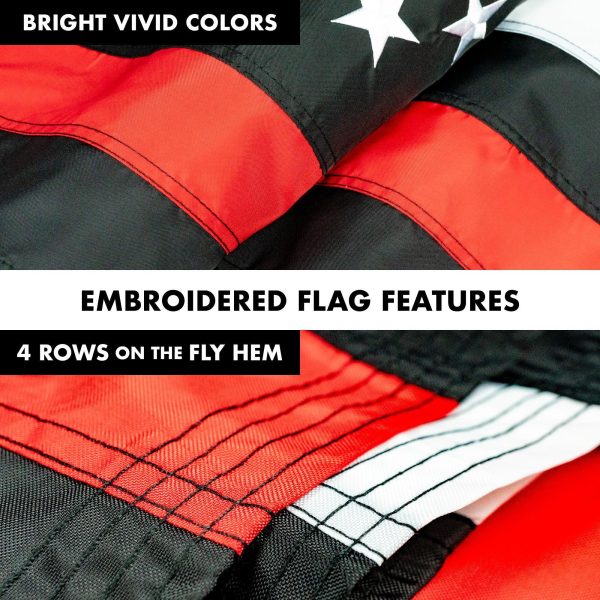 G128 - 6 Feet Tangle Free Spinning Flagpole (Silver) Thin Red Flag Brass Grommets Embroidered 3x5 ft (Flag Included) Aluminum Flag Pole - Image 5