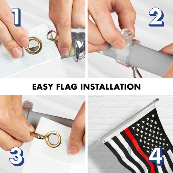 G128 - 6 Feet Tangle Free Spinning Flagpole (Silver) Thin Red Flag Brass Grommets Embroidered 3x5 ft (Flag Included) Aluminum Flag Pole - Image 7