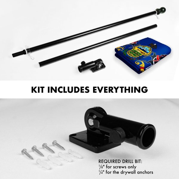G128 Combo Pack: 6 Feet Tangle Free Spinning Flagpole (Black) Pennsylvannia PA State Flag 3x5 ft Printed 150D Brass Grommets (Flag Included) Aluminum Flag Pole - Image 2