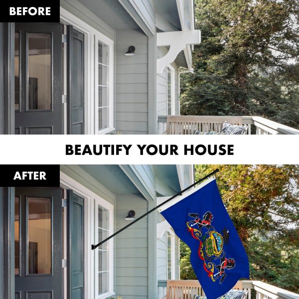 G128 Combo Pack: 6 Feet Tangle Free Spinning Flagpole (Black) Pennsylvannia PA State Flag 3x5 ft Printed 150D Brass Grommets (Flag Included) Aluminum Flag Pole - Image 3