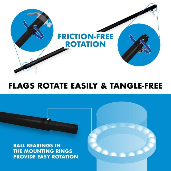G128 Combo Pack: 6 Feet Tangle Free Spinning Flagpole (Black) Pennsylvannia PA State Flag 3x5 ft Printed 150D Brass Grommets (Flag Included) Aluminum Flag Pole - Image 9
