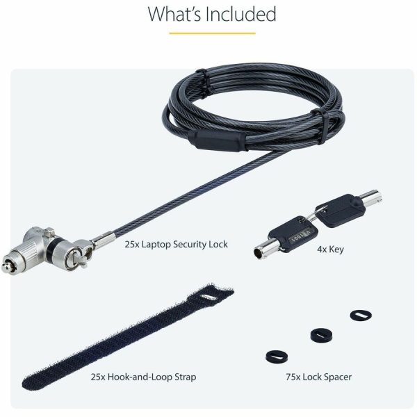 StarTech.com 25-Pack Universal Laptop Lock 6.6ft, Keyed Alike Locking Cable, Security Cable, Compatible w/Noble Wedge®/Nano/K-Slot - Image 8