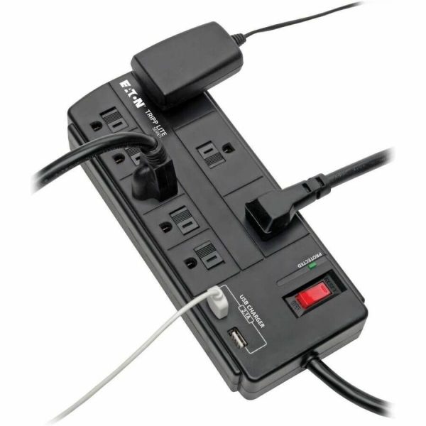 Eaton Tripp Lite Series 8-Outlet Surge Protector with 2 USB Ports (2.1A Shared) - 8 ft. (2.43 m) Cord, 1200 Joules, Black - Image 3