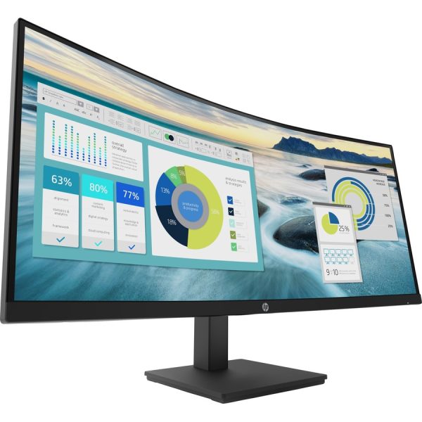 HP P34HC G4 34" Class WQHD Curved Screen LCD Monitor - 21:9 - Black - Image 2