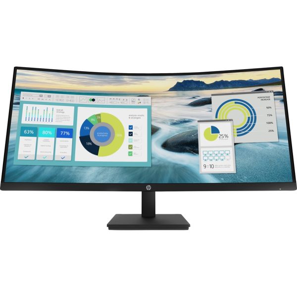 HP P34HC G4 34" Class WQHD Curved Screen LCD Monitor - 21:9 - Black - Image 3
