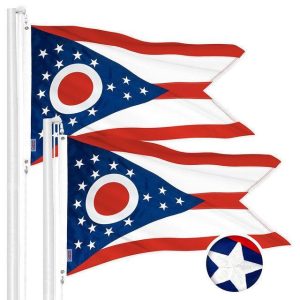 Ohio OH State Flag 3x5 Ft 2-Pack Embroidered Polyester By G128