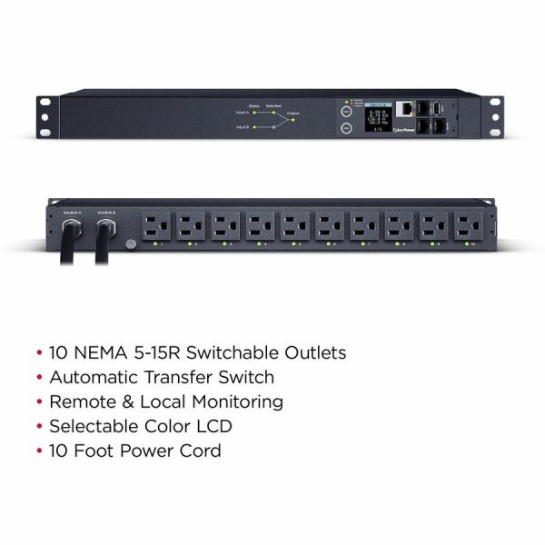 CyberPower PDU44001 Single Phase 100 - 120 VAC 15A Switched ATS PDU - Image 2