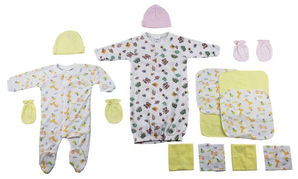 Sleep-n-play, Gown, Caps, Mittens And Washcloths - 14 Pc Set Cs_0040
