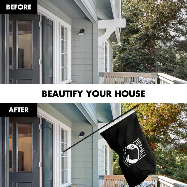 G128 Flag Pole 6 FT Black Tangle Free & POW MIA Flag Emb 3x5 FT Combo Embroidered Spun Polyester - Image 3
