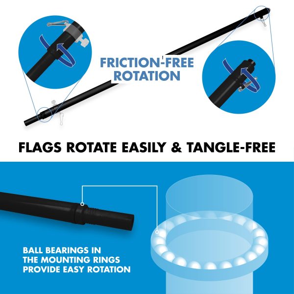 G128 Flag Pole 6 FT Black Tangle Free & POW MIA Flag Emb 3x5 FT Combo Embroidered Spun Polyester - Image 9