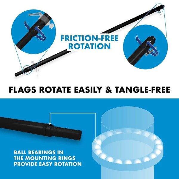 G128 Combo Pack: 6 Ft Tangle Free Spinning Flagpole (Black) & Haiti Flag 3x5 Ft Printed 150D Polyester, Brass Grommets (Flag Included) Aluminum Flag Pole - Image 9