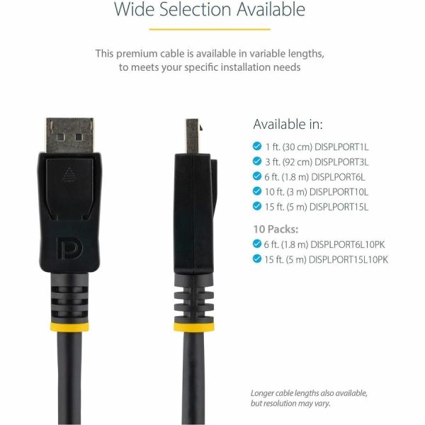 StarTech.com 6ft (2m) DisplayPort 1.2 Cable 10 Pack, 4K x 2K UHD VESA Certified DisplayPort Cable, DP Cable/Cord for Monitor, w/ Latches - Image 4