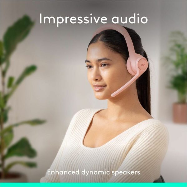 Logitech Zone 300 Wireless Bluetooth Headset With Noise-Canceling Microphone, Compatible with Windows, Mac, Chrome, Linux, iOS, iPadOS, Android - Rose - Image 5