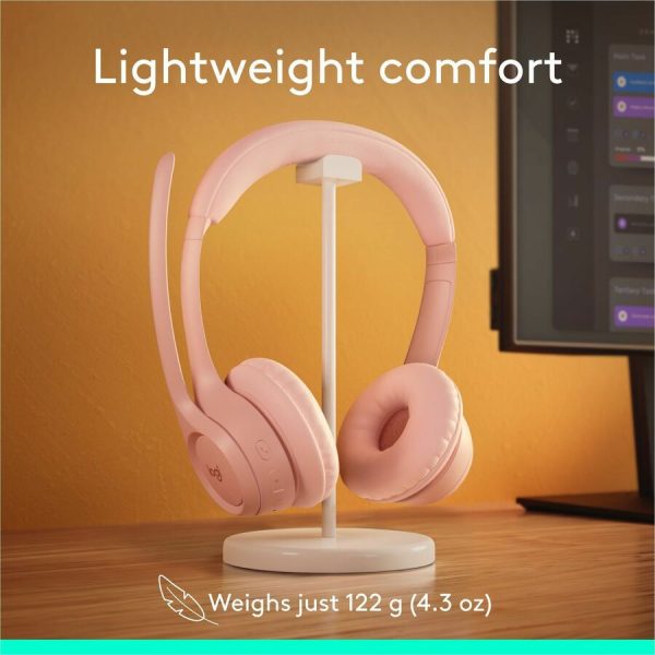 Logitech Zone 300 Wireless Bluetooth Headset With Noise-Canceling Microphone, Compatible with Windows, Mac, Chrome, Linux, iOS, iPadOS, Android - Rose - Image 8