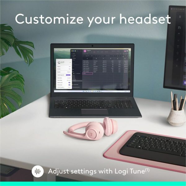 Logitech Zone 300 Wireless Bluetooth Headset With Noise-Canceling Microphone, Compatible with Windows, Mac, Chrome, Linux, iOS, iPadOS, Android - Rose - Image 9