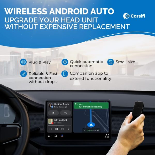 Wireless Android Auto Adapter for All Cars and Head Units with Wired Android Auto   Wireless Car Dongle USB Plug & Play - Image 2
