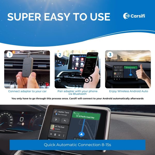 Wireless Android Auto Adapter for All Cars and Head Units with Wired Android Auto   Wireless Car Dongle USB Plug & Play - Image 3