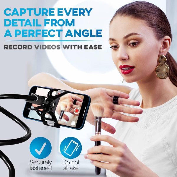 Cell Phone Holder for Bed Gooseneck Bedside Phone Holder Laying Down with Adjustable 360 Clamp Clip and Flexible Long Arm Phone Holder for Desk Stand and Mount Compatible with iPhone 14 Pro Max - Image 5