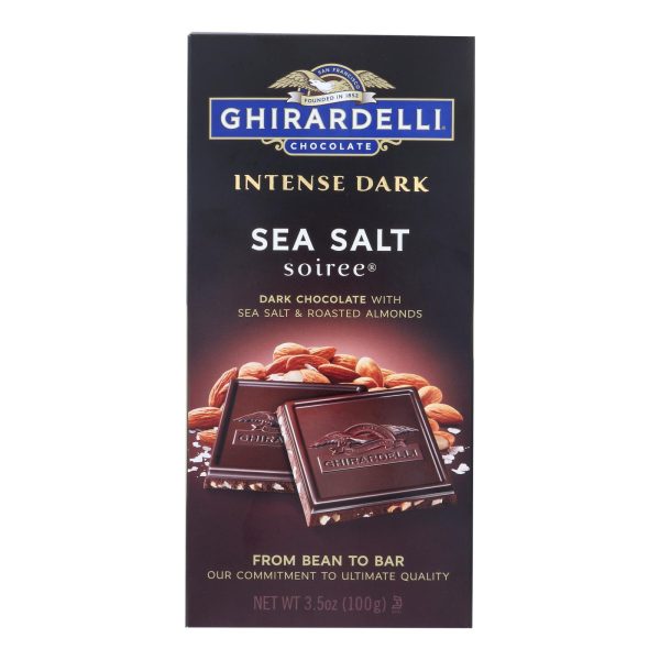 Ghirardelli Dark Bar Sea Salt Soiree Bars - Chocolate Intense - Case of 12 - 3.5 oz. - Image 2